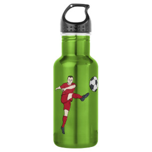 Retro Soccer Player Kicking Ball Volley Action Gra 532 Ml Water Bottle