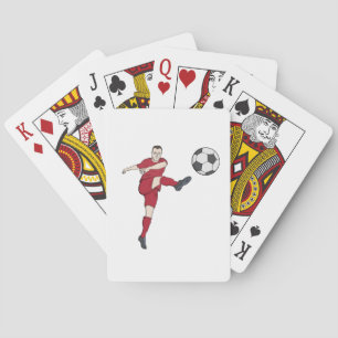 Retro Soccer Player Kicking Ball Volley Action Gra Playing Cards