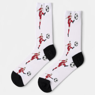 Retro Soccer Player Kicking Ball Volley Action Gra Socks