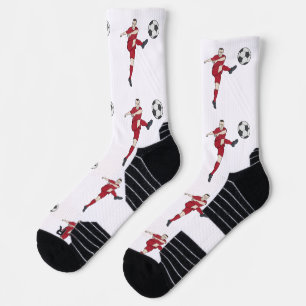 Retro Soccer Player Kicking Ball Volley Action Gra Socks