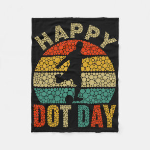 Retro Soccer Player Polka Dot Art Student Happy Do Fleece Blanket