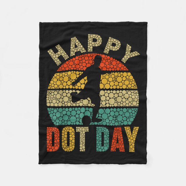 Retro Soccer Player Polka Dot Art Student Happy Do Fleece Blanket (Front)