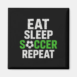 Retro Soccer Player Saying Eat Sleep Game Repeat Magnet