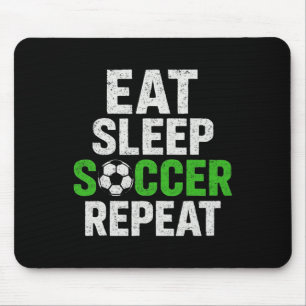 Retro Soccer Player Saying Eat Sleep Game Repeat Mouse Mat