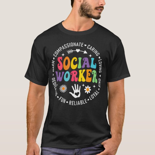 Retro Social Work Month Appreciation Day Support T-Shirt (Front)