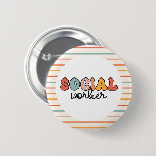 Retro Social Worker 6 Cm Round Badge