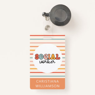 Retro Social Worker Colourful ID Badge