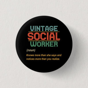 Retro Social Worker Definition Public Servant Case 3 Cm Round Badge