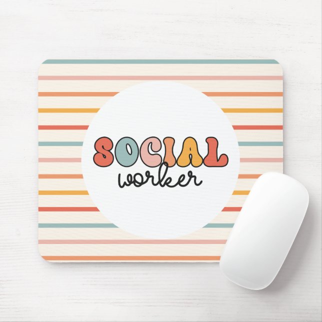 Retro Social Worker Mouse Mat (With Mouse)