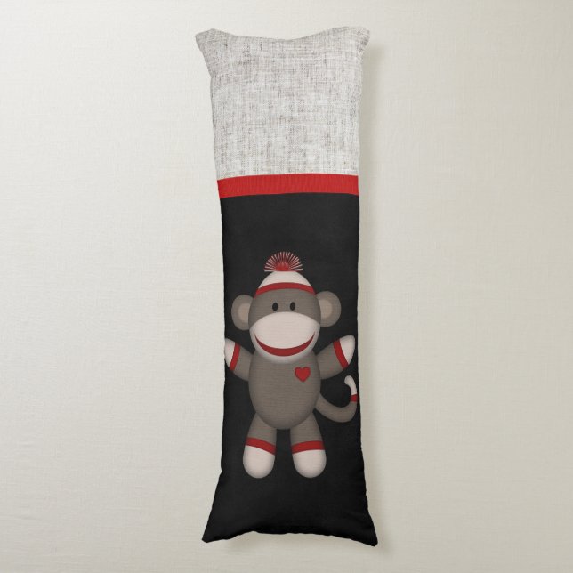 Retro Sock Monkey Body Cushion (Front Vertical)