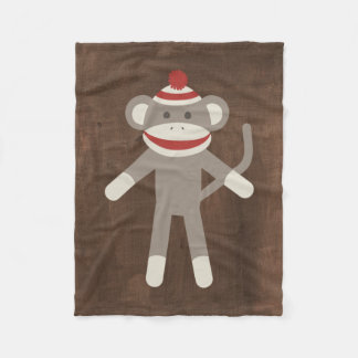 Retro Sock Monkey Fleece Blanket