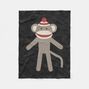 Retro Sock Monkey Fleece Blanket