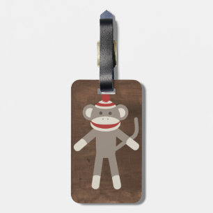 Retro Sock Monkey Luggage Tag