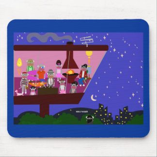 Retro Sock Monkey Party Life Cartoon Illustration Mouse Mat