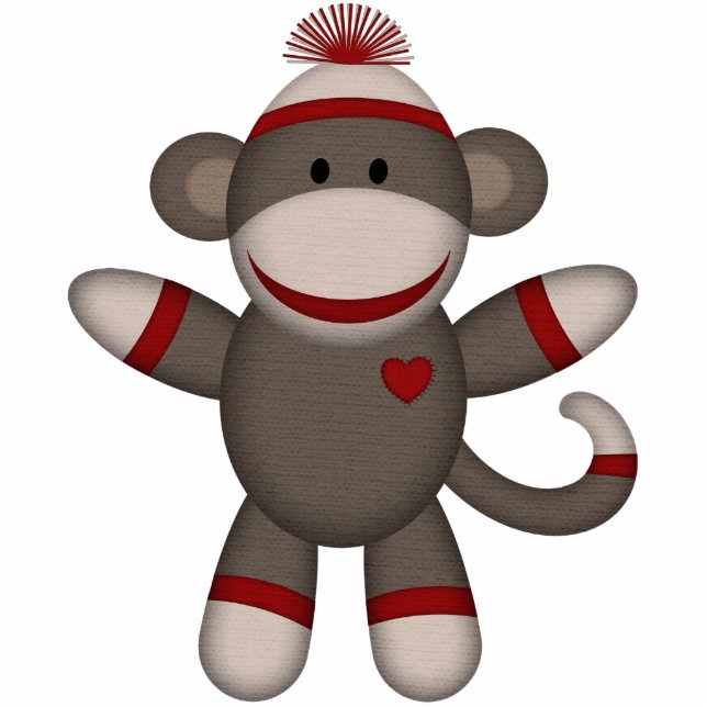 Retro Sock Monkey Photo Sculpture Magnet (Front)