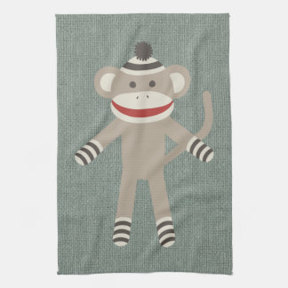 Retro Sock Monkey Tea Towel
