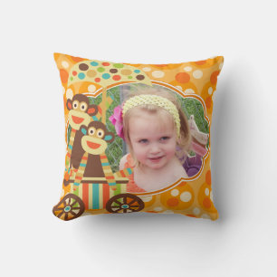 Retro Sock Monkeys Custom Photo MOJO Pillow