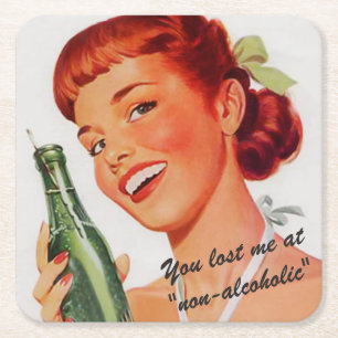 Retro Soda Ad Joke Square Paper Coaster