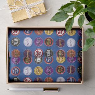 Retro Soda Cap Tissue Paper, Vintage Gamer Gift Paper