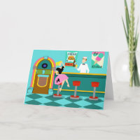 Retro Soda Fountain Greeting Card
