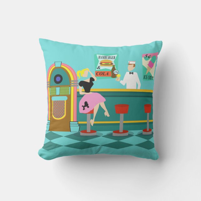 Retro Soda Fountain Outdoor Pillow (Front)
