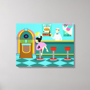 Retro Soda Fountain Stretched Canvas Print