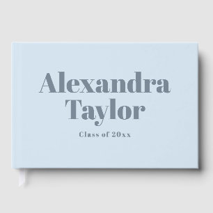 Retro Soft Blue Cute Aesthetic Custom Graduation Guest Book