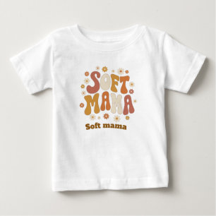 Retro Soft Mama Daisy Floral Groovy Typography Boh Baby T-Shirt