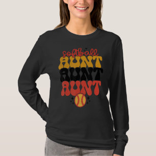 Retro Softball Aunt Softball Mum Aunt Mothers Day T-Shirt