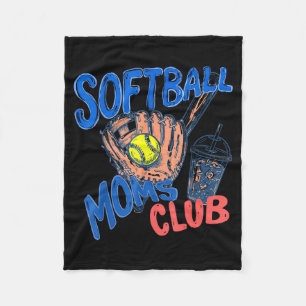 Retro softball moms club iced coffee sports mum fleece blanket