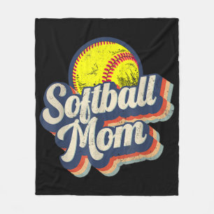Retro Softball Mum Funny Vintage Softball Mum Fleece Blanket