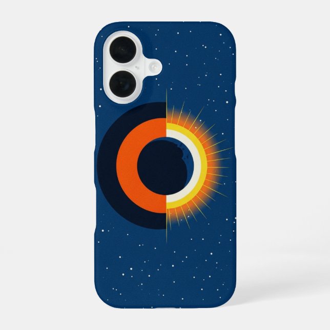 Retro Solar Eclipse iPhone 16 Case (Back)