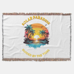 Retro Solar Paradise Guided by the Tides T-Shirt Throw Blanket