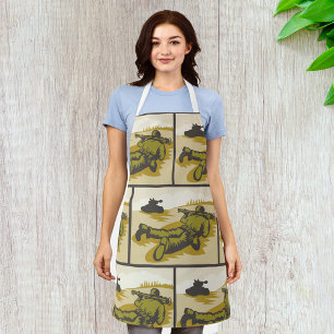Retro Soldier And Tank Apron