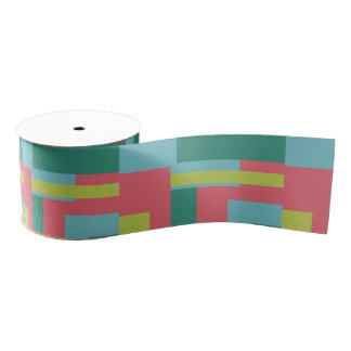 Retro Solid Block Design/Set 1 Grosgrain Ribbon