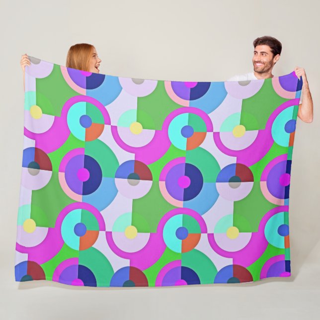 Retro solid geometric shapes pattern 5 fleece blanket (In Situ)