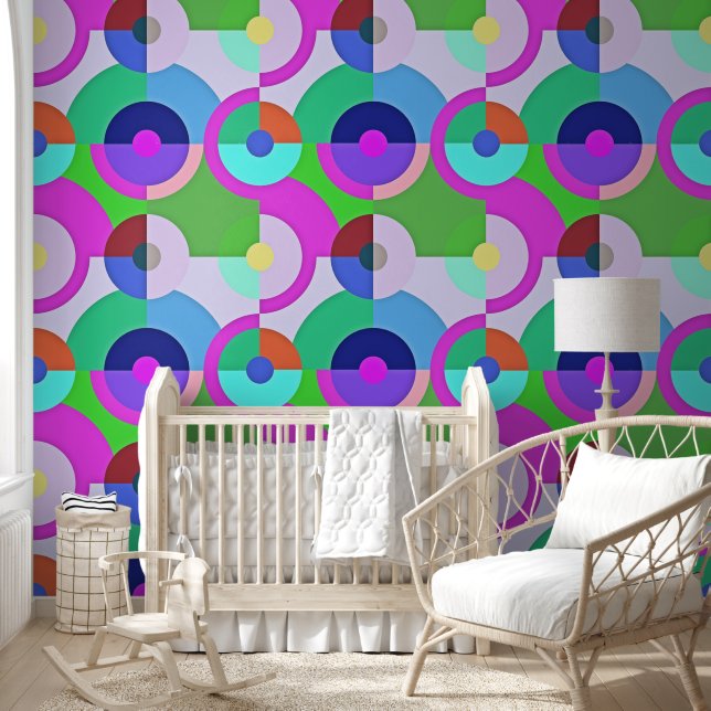 Retro solid geometric shapes pattern 5 wallpaper (Kids)