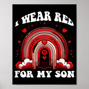 Retro Son Heart Disease Awareness Rainbow Back Pri Poster