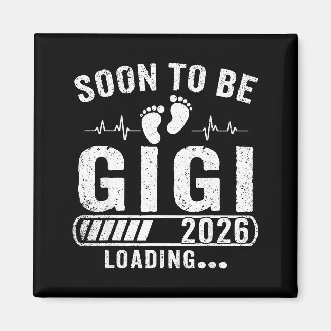 Retro soon to be gigi 2026 loading pregnancy magnet (Front)