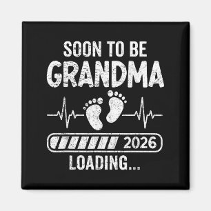 Retro Soon to Be Grandma 2026 Loading Pregnancy Magnet