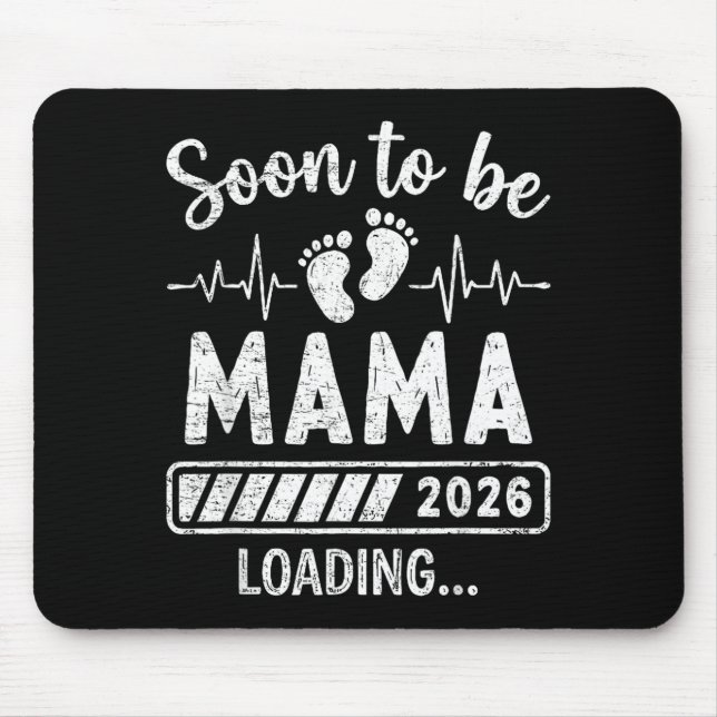 Retro Soon to Be Mama 2026 Loading Pregnancy Mouse Mat (Front)