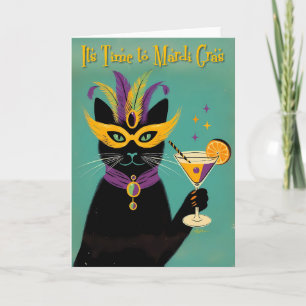 Retro Sophisticats Its Time to Mardi Gras Martini Card