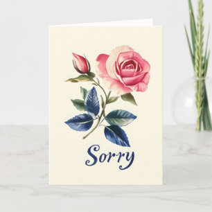 Retro Sorry Pink Rose Holiday Card