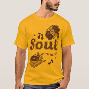 Retro Soul Music Vinyl Record Player Vintage Style T-Shirt