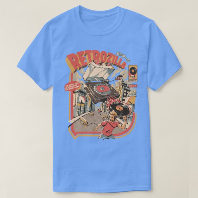 Retro Soundzilla Black T-Shirt (Design Front)