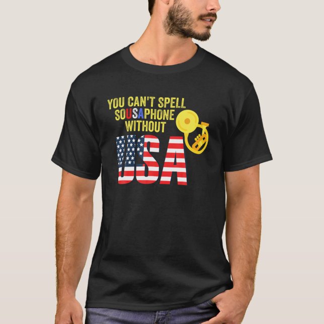 Retro Sousaphone Music Brass Band USA America T-Shirt (Front)