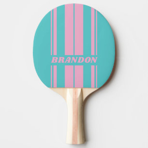 Retro South Beach Board Stripes with Name Ping Pong Paddle