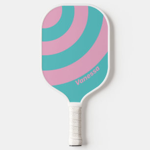 Retro South Beach Circle Stripe with Name Pickleball Paddle