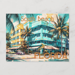 Retro South Beach Miami Florida Postcard 