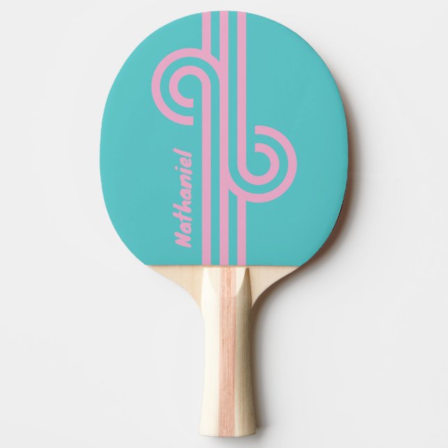 Retro South Beach Stripe Loop with Name Ping Pong Paddle (Front)